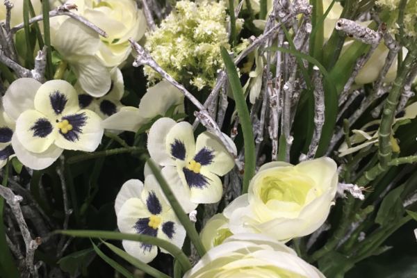 Faux flower arranging