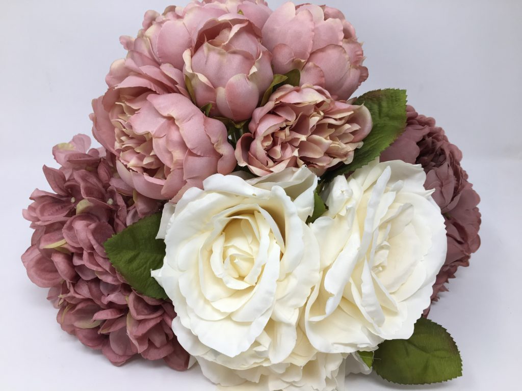 Faux white roses, peonies & hydrangeas - Flourish Trading
