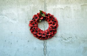 Poppy wreath display for Remembrance Day