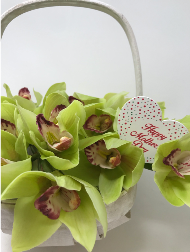 White Trug and Green Cymbidium from our luxury collection